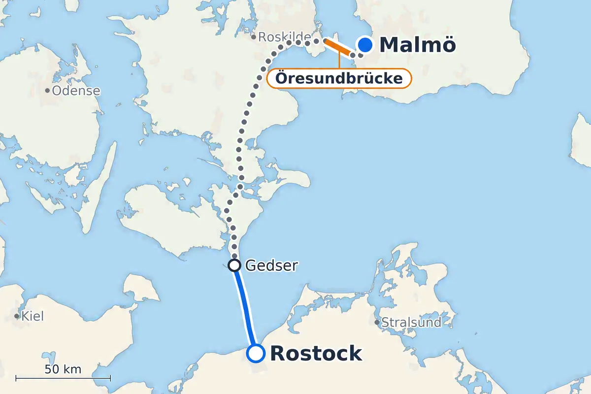Rostock - Gedser + Öresundbrücke