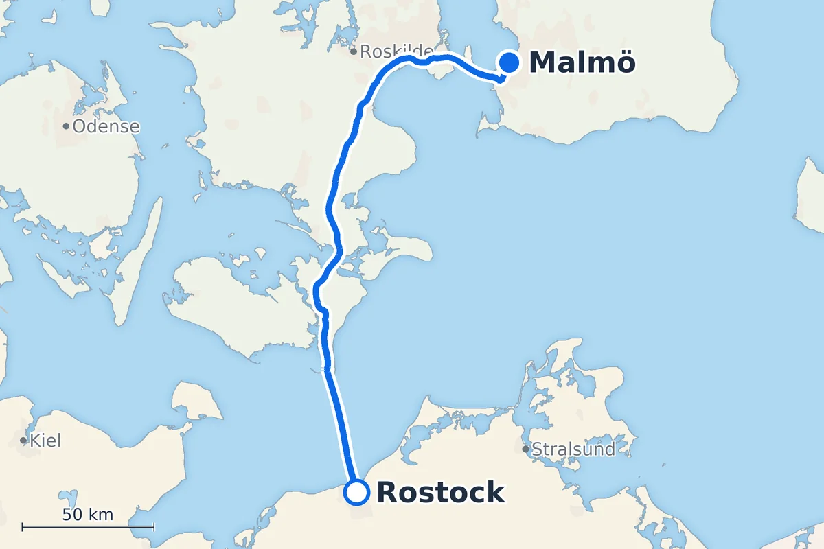 Rostock - Gedser + Öresundbrücke